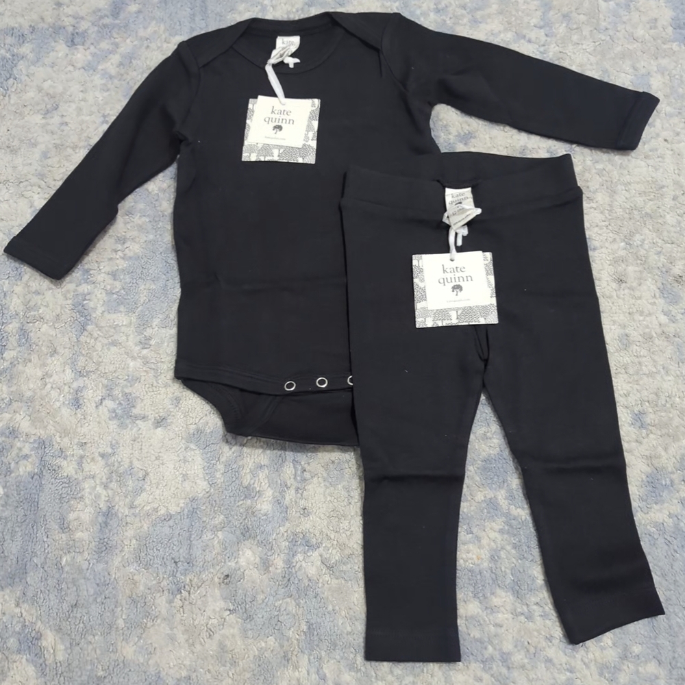 Kate Quinn Charcoal Baby Bodysuit and Leggings Set